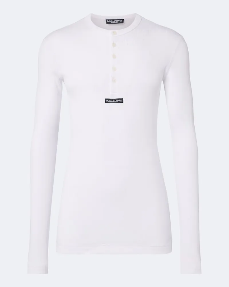 Dolce & Gabbana Henley-Top aus Baumwolle Weiß