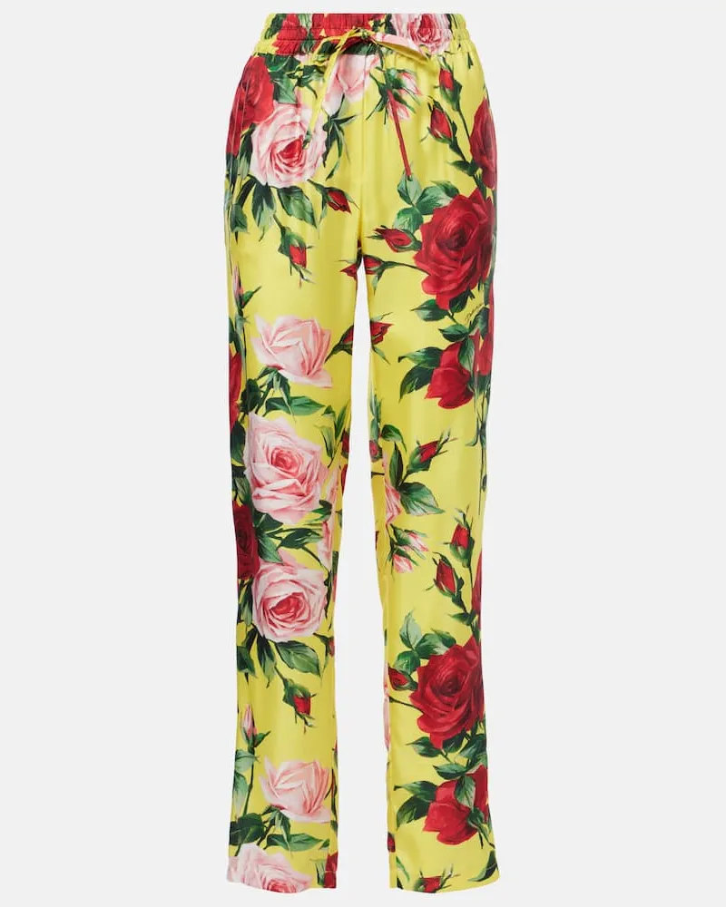 Dolce & Gabbana Gerade Hose aus Seide Gelb