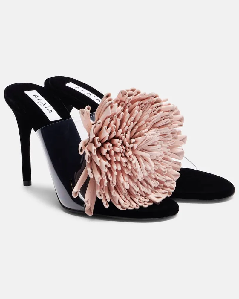 Alaïa Alaïa Pantoletten 90 mit Veloursleder Pink
