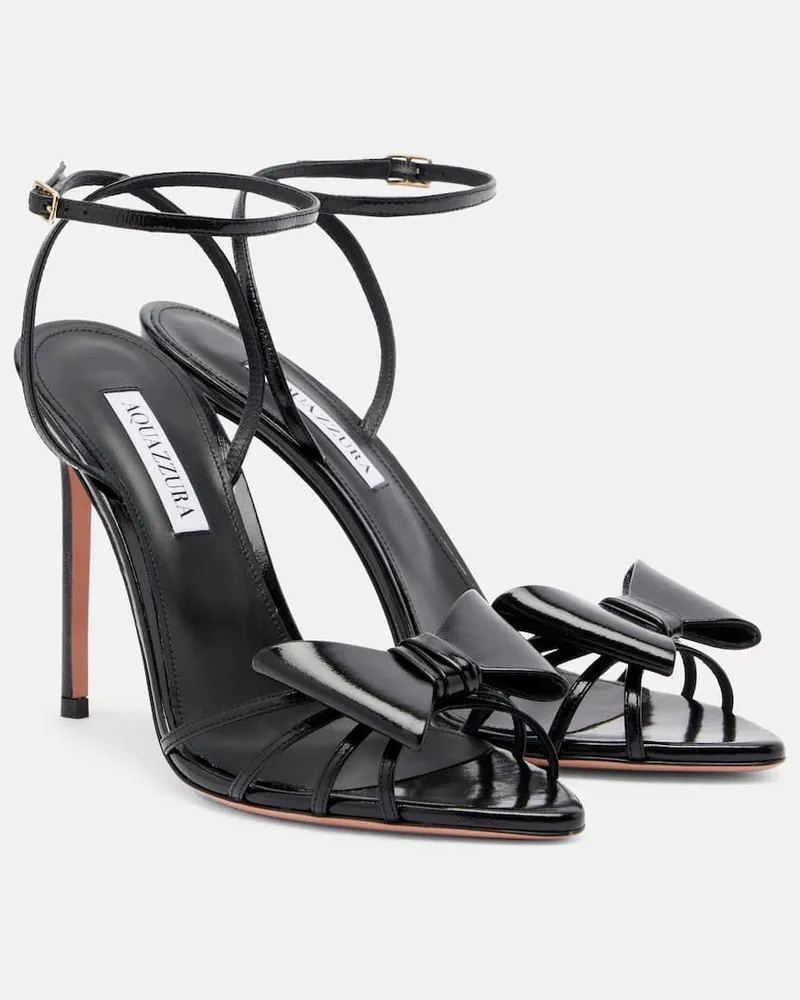 Aquazzura Sandalen Black Tie 105 aus Leder Schwarz