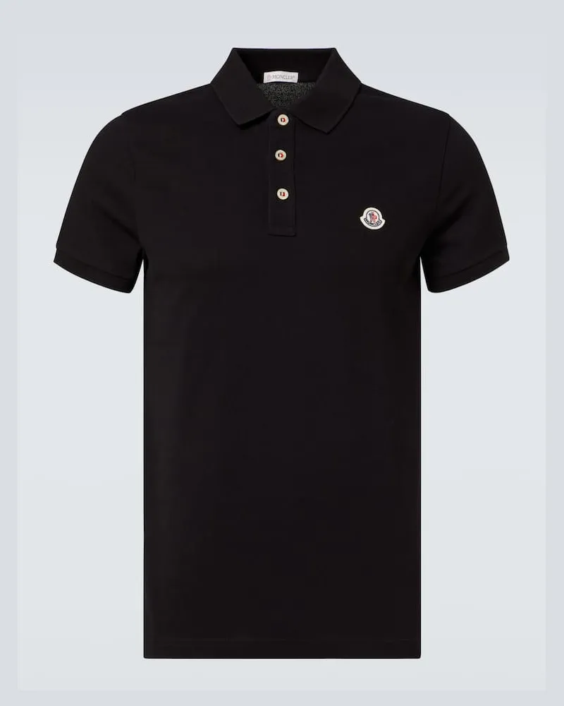 Moncler Polohemd aus Baumwoll-Piqué Schwarz