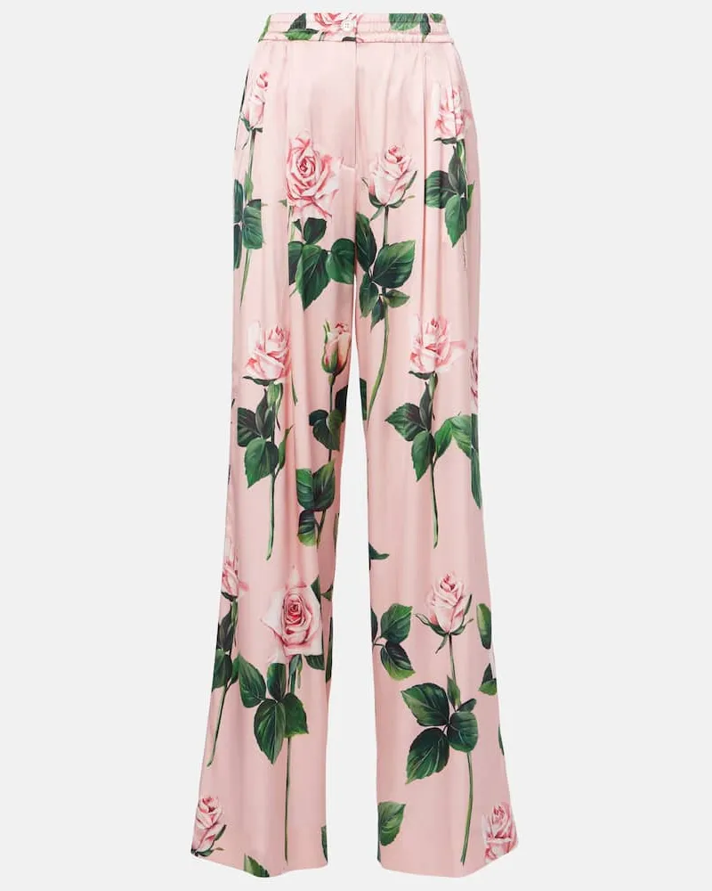 Dolce & Gabbana Palazzo-Hose aus Satin Pink