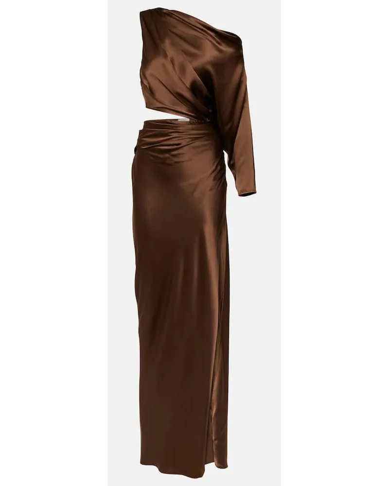 The Sei One-Shoulder-Robe aus Seide Braun