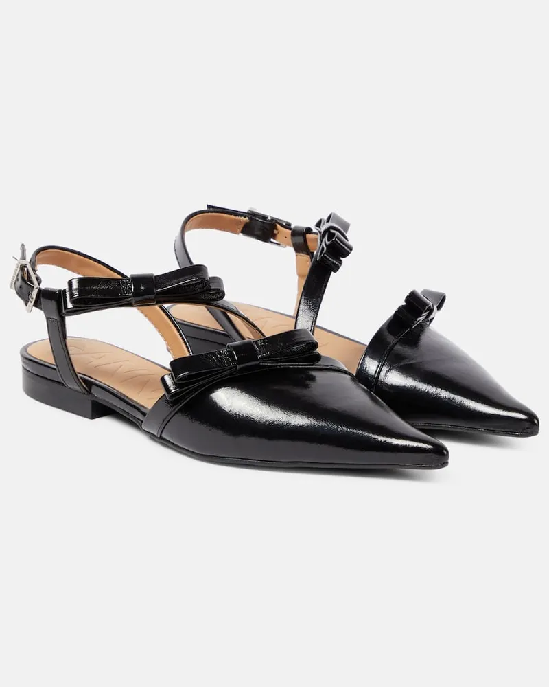 Ganni Slingback-Ballerinas aus Lederimitat Schwarz