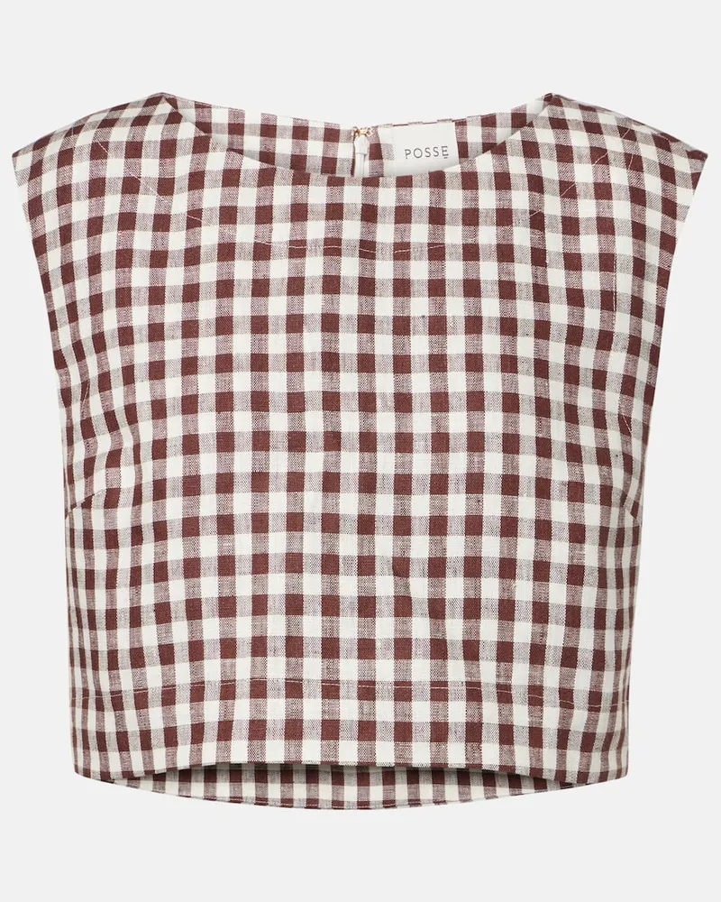 Posse Cropped-Top Martina aus Leinen Braun