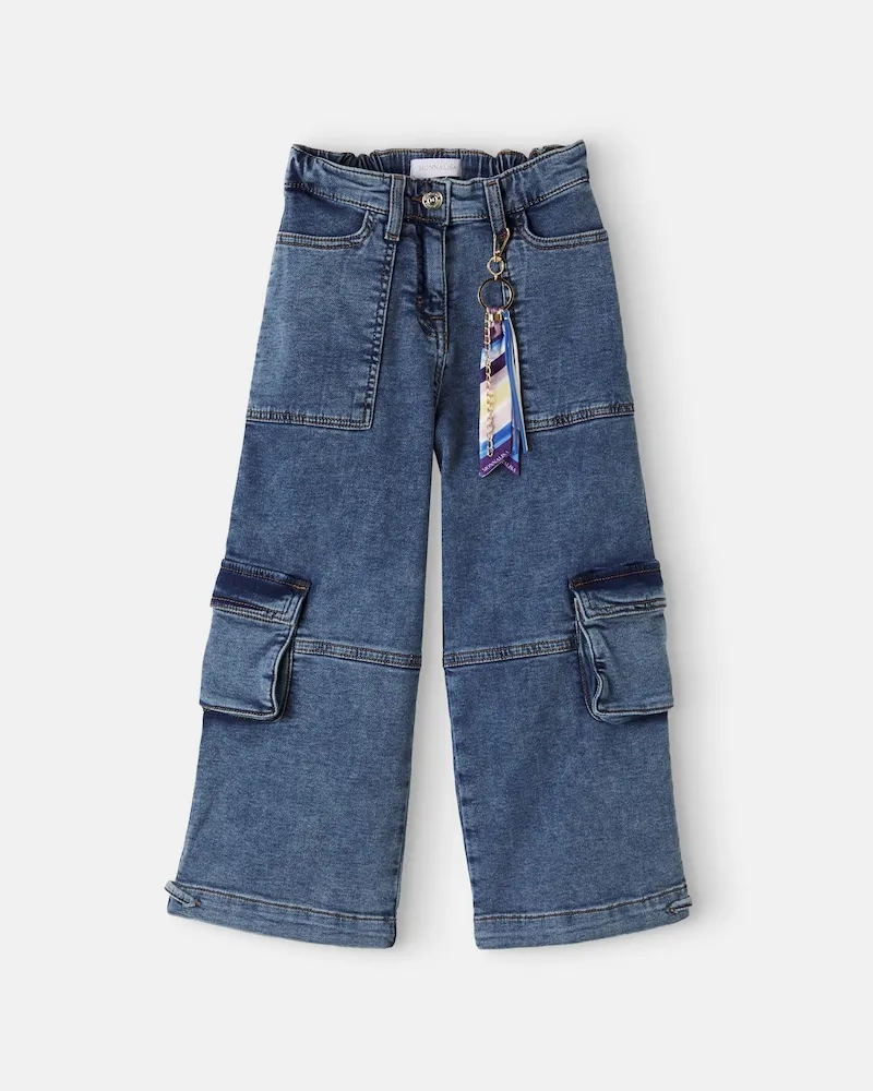 Monnalisa Mid-Rise Cargo-Jeans Blau