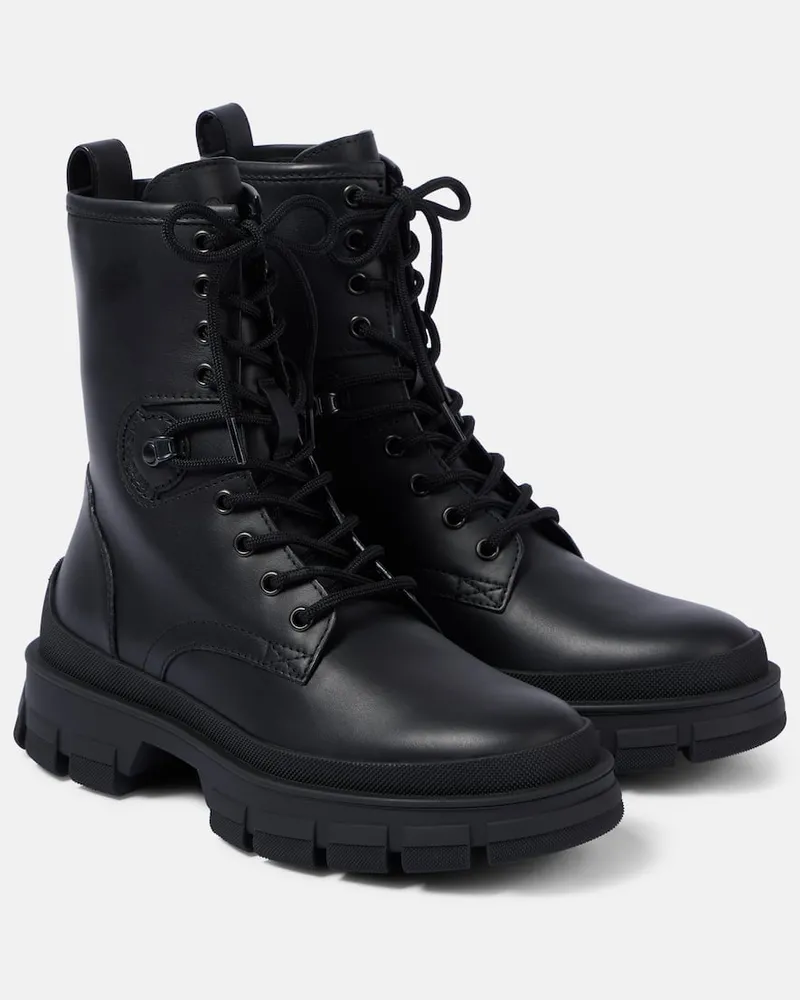 Moncler Ankle Boots Hevea aus Leder Schwarz