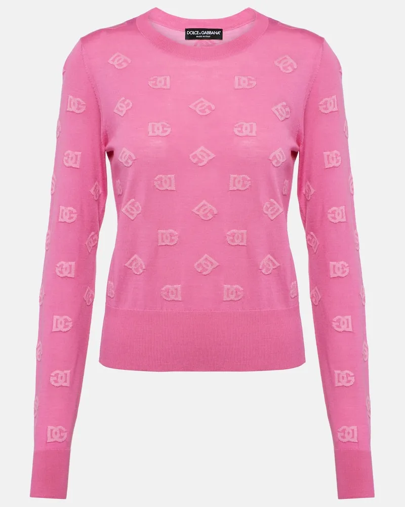 Dolce & Gabbana Pullover aus Wolle und Seide Rosa
