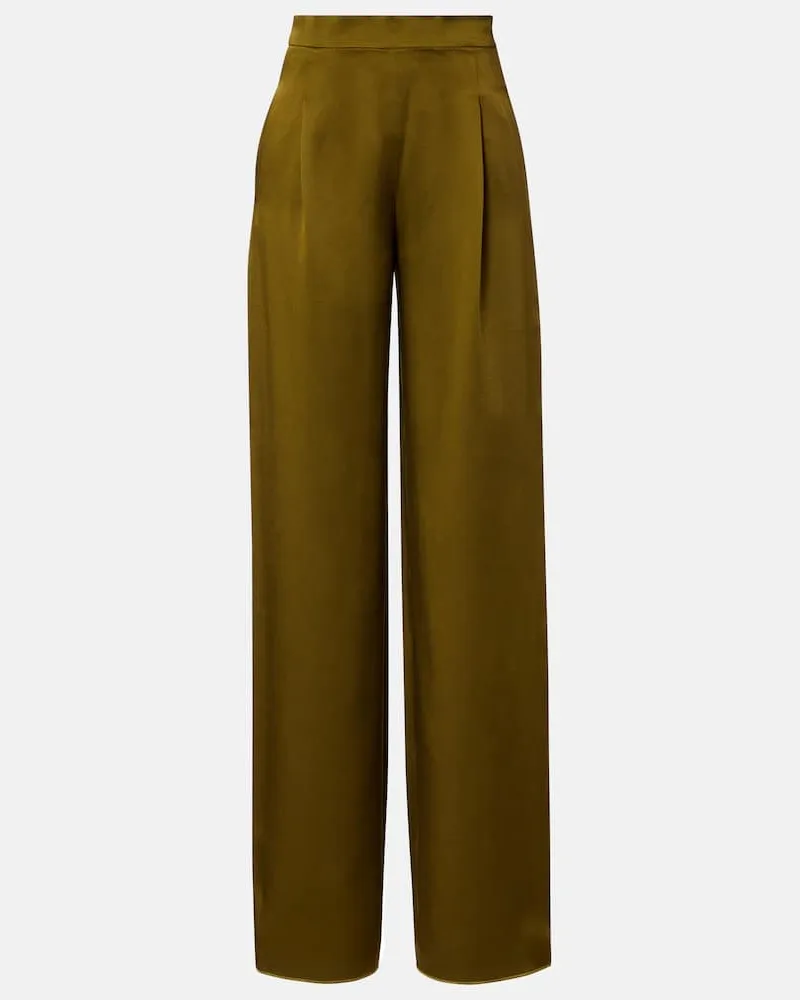 Max Mara Weite Hose Cono aus Satin Grün