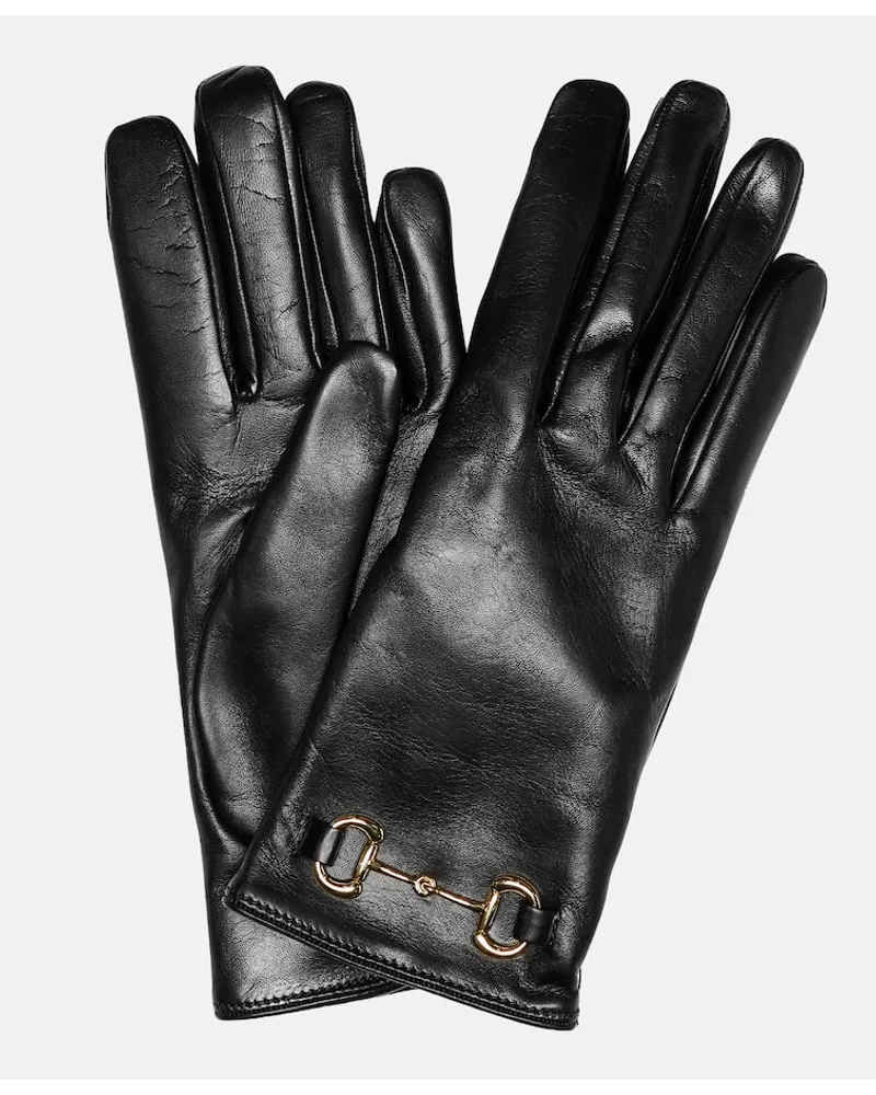 Gucci Handschuhe Horsebit aus Leder Schwarz