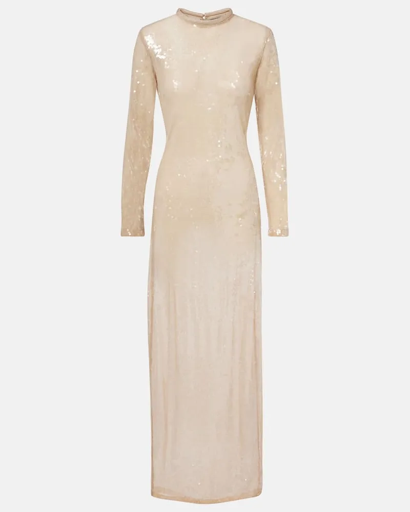 Adriana Degreas Maxikleid mit Pailletten Neutral