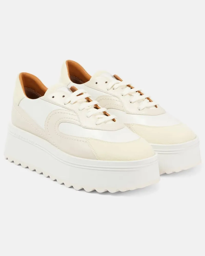 Robert Clergerie Plateau-Sneakers Awake aus Veloursleder Weiß