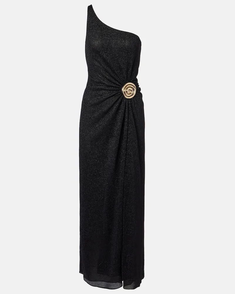 Oséree Oséree One-Shoulder-Midikleid Lumière Schwarz