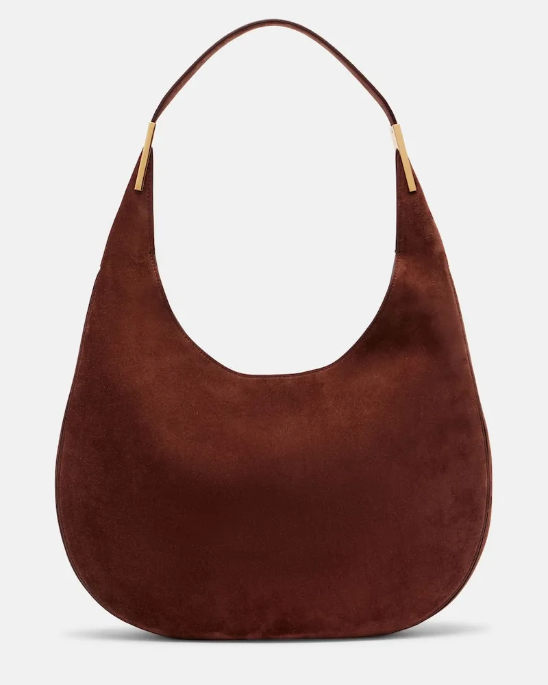 SAVETTE Schultertasche Florence Medium aus Veloursleder Braun