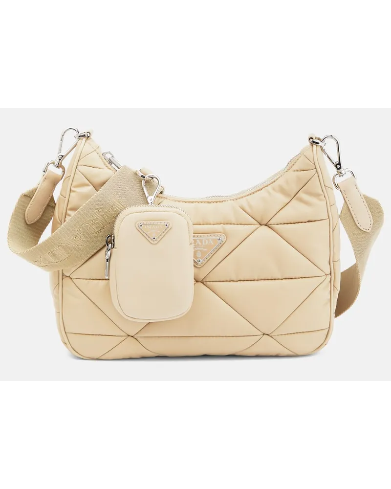 Prada Schultertasche aus Nylon Beige