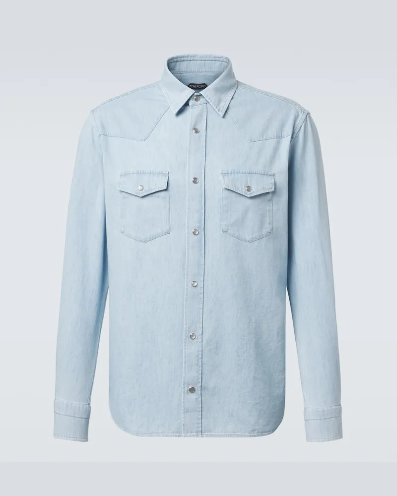 Tom Ford Hemdjacke aus Denim Blau