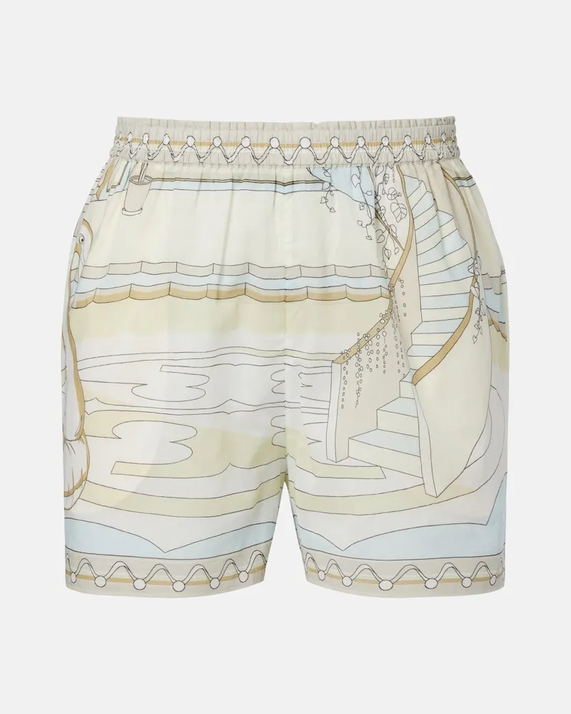 Tory Burch Bedruckte Shorts aus Baumwolle Beige