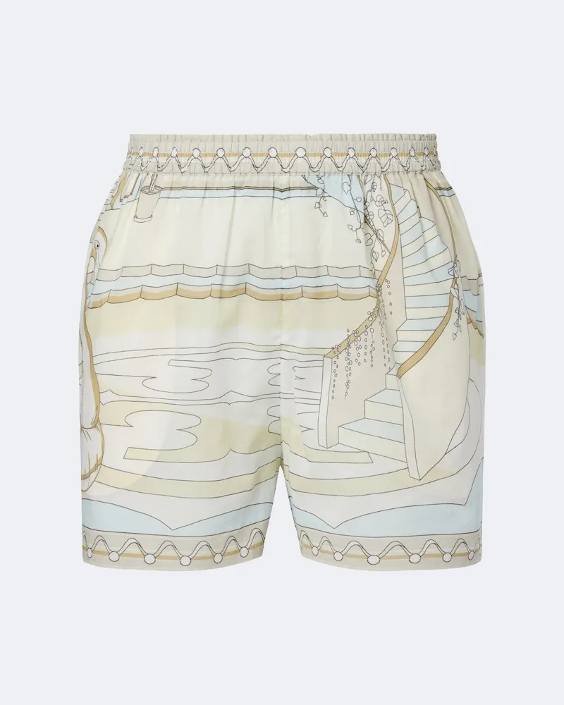 Tory Burch Bedruckte Shorts aus Baumwolle Beige