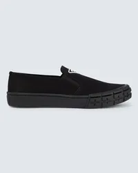 Prada Slip-Ons Cassetta Wheel aus Canvas Schwarz