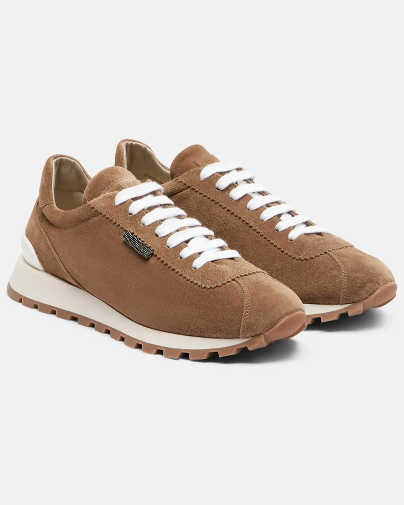 Brunello Cucinelli Sneakers Monili aus Veloursleder Braun