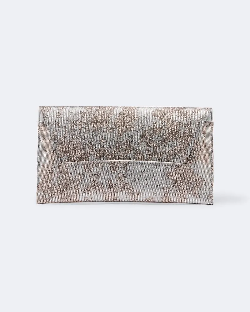 Aquazzura Metallic Clutch Envelope aus Leder Silber