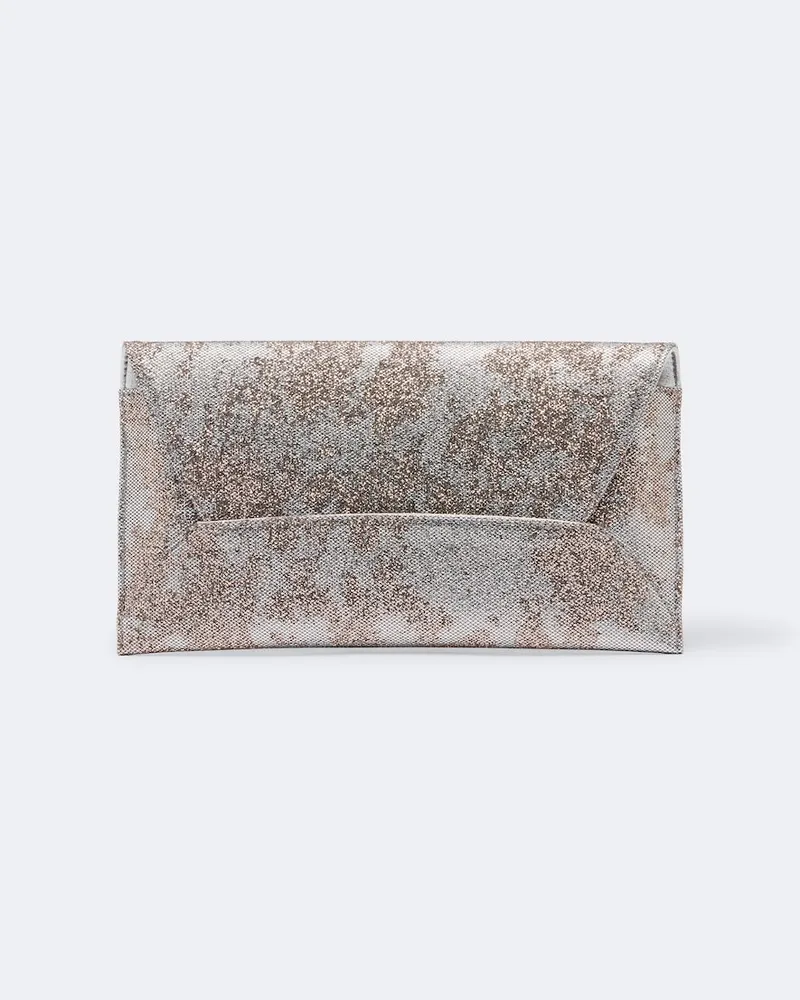 Aquazzura Metallic Clutch Envelope aus Leder Silber