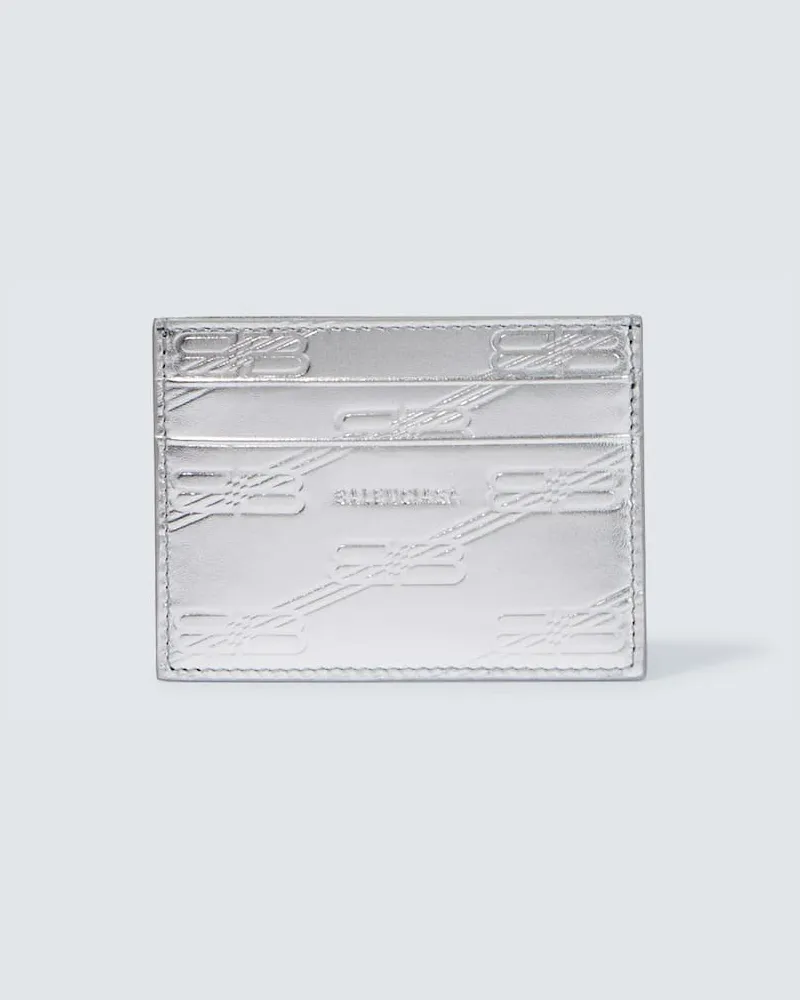 Balenciaga Kartenetui BB aus Leder Silber