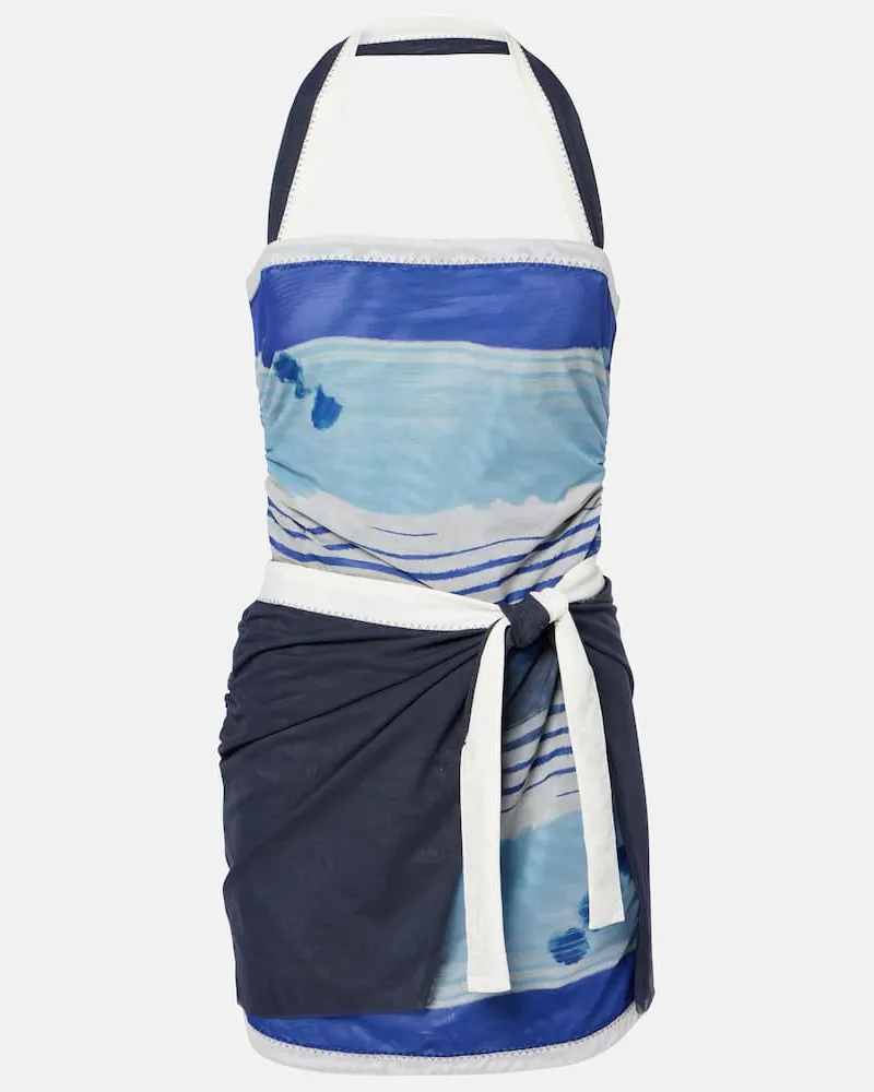 SIR Bedrucktes Minikleid Breeze aus Mesh Blau
