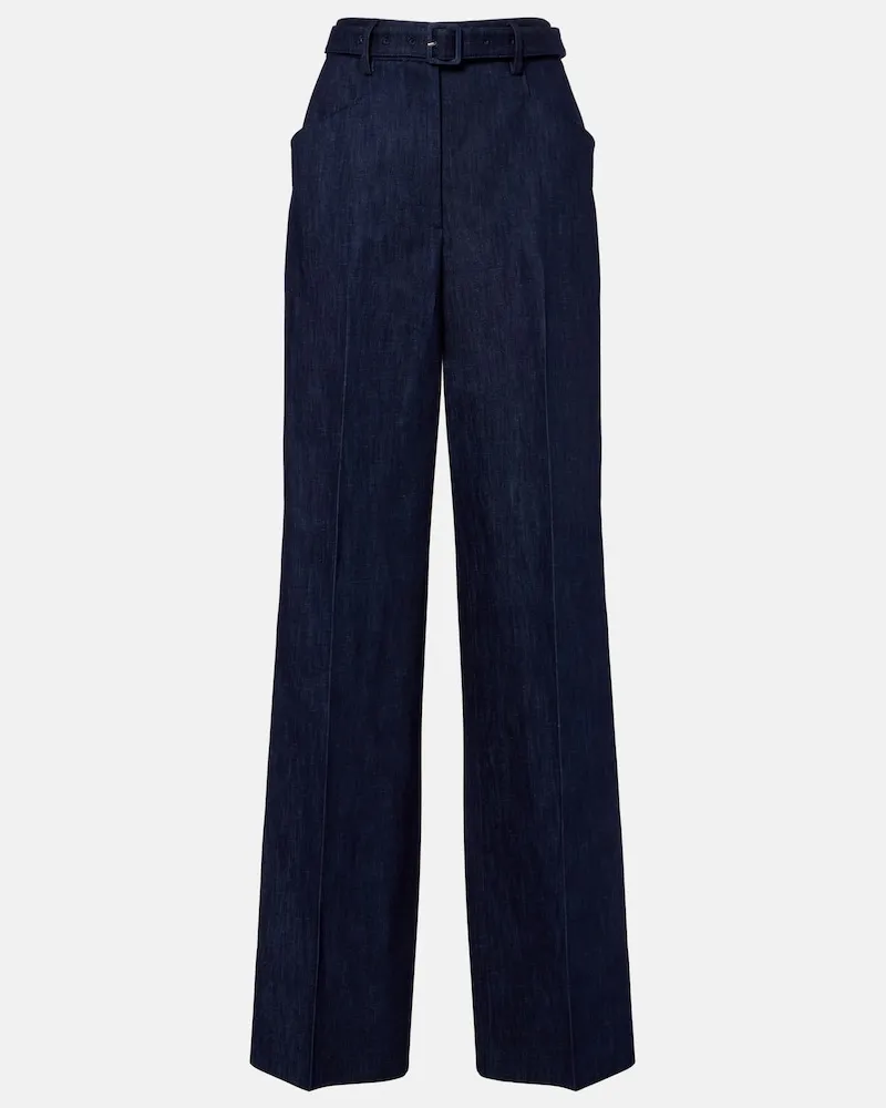 Gabriela Hearst Weite Hose Norman aus Denim mit Gürtel Blau