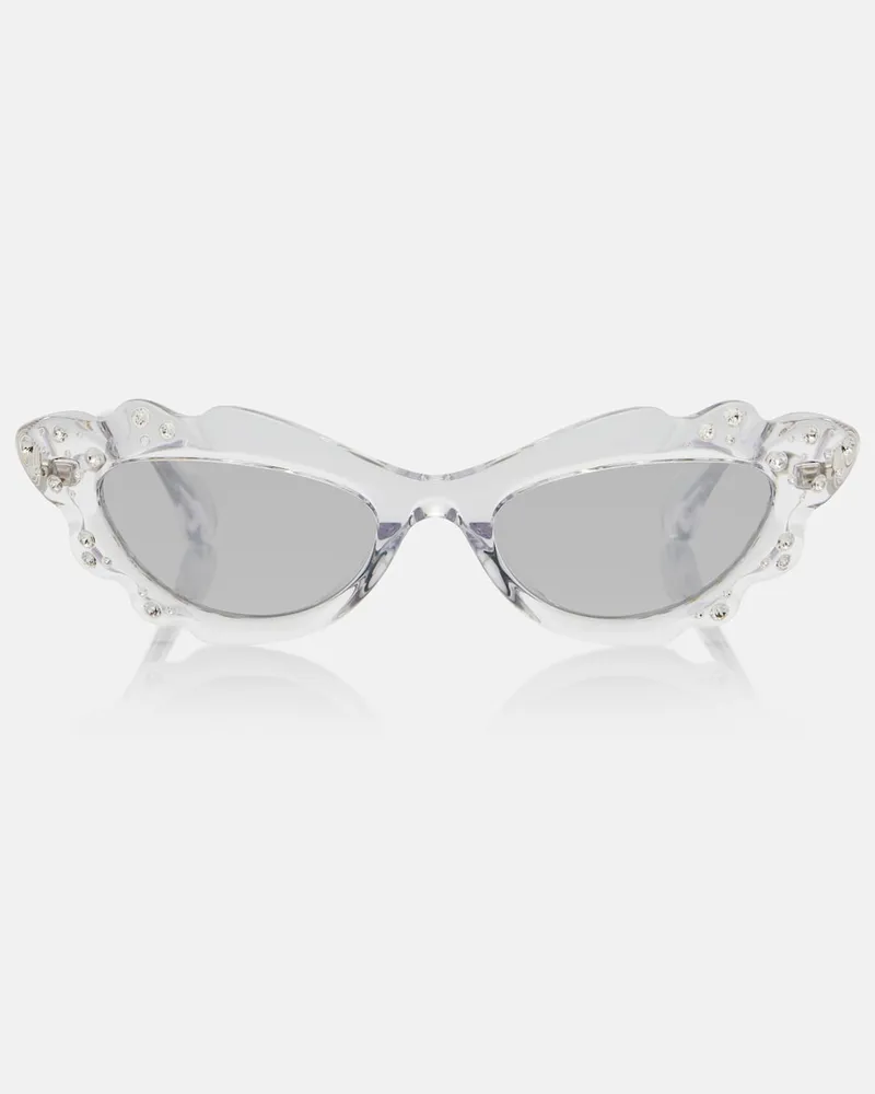 Aquazzura Cat-Eye-Sonnenbrille Palm Babe mit Kristallen Transparent