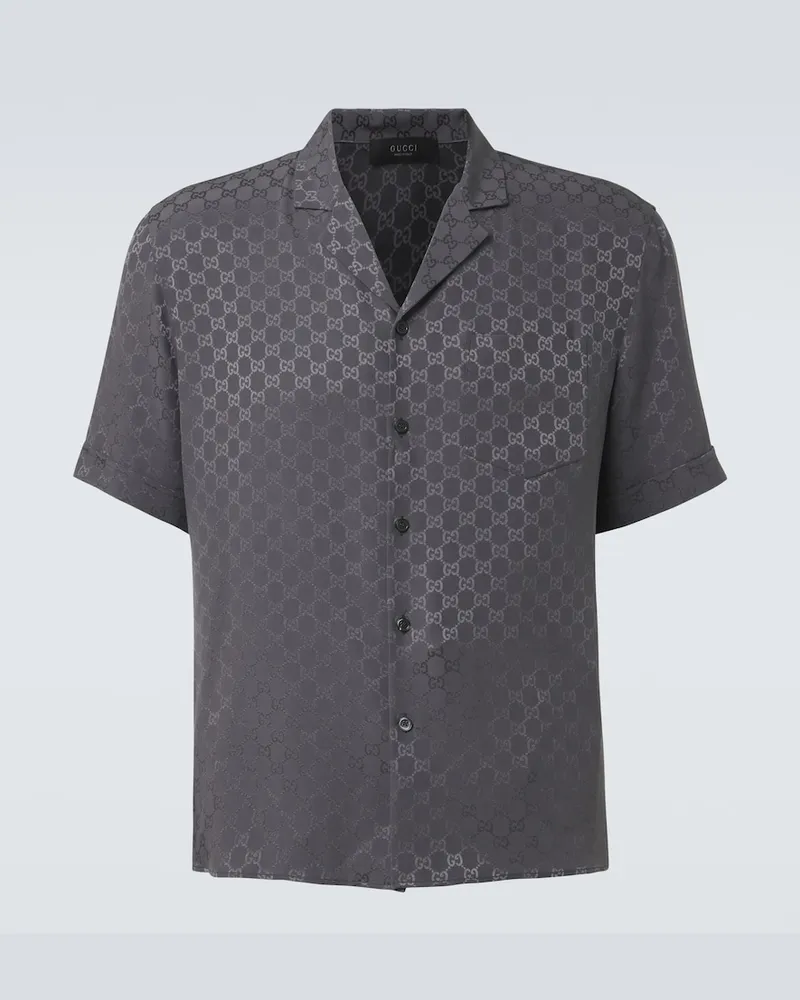 Gucci Hemd GG aus Seiden-Jacquard Grau