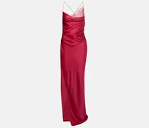 Robe aus Seidensatin mit Spitze