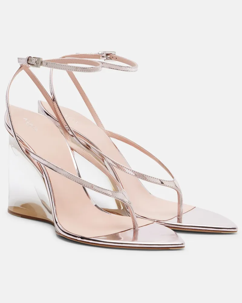 Alaïa Alaïa Wedge-Sandalen Invisible aus Metallic-Leder Rosa