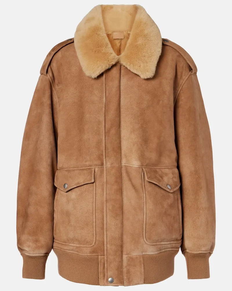 Prada Jacke aus Veloursleder mit Shearling Beige