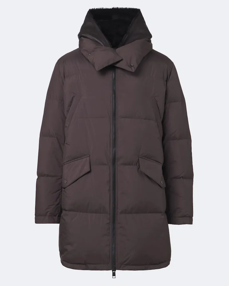 Yves Salomon Daunenmantel mit Shearling Braun