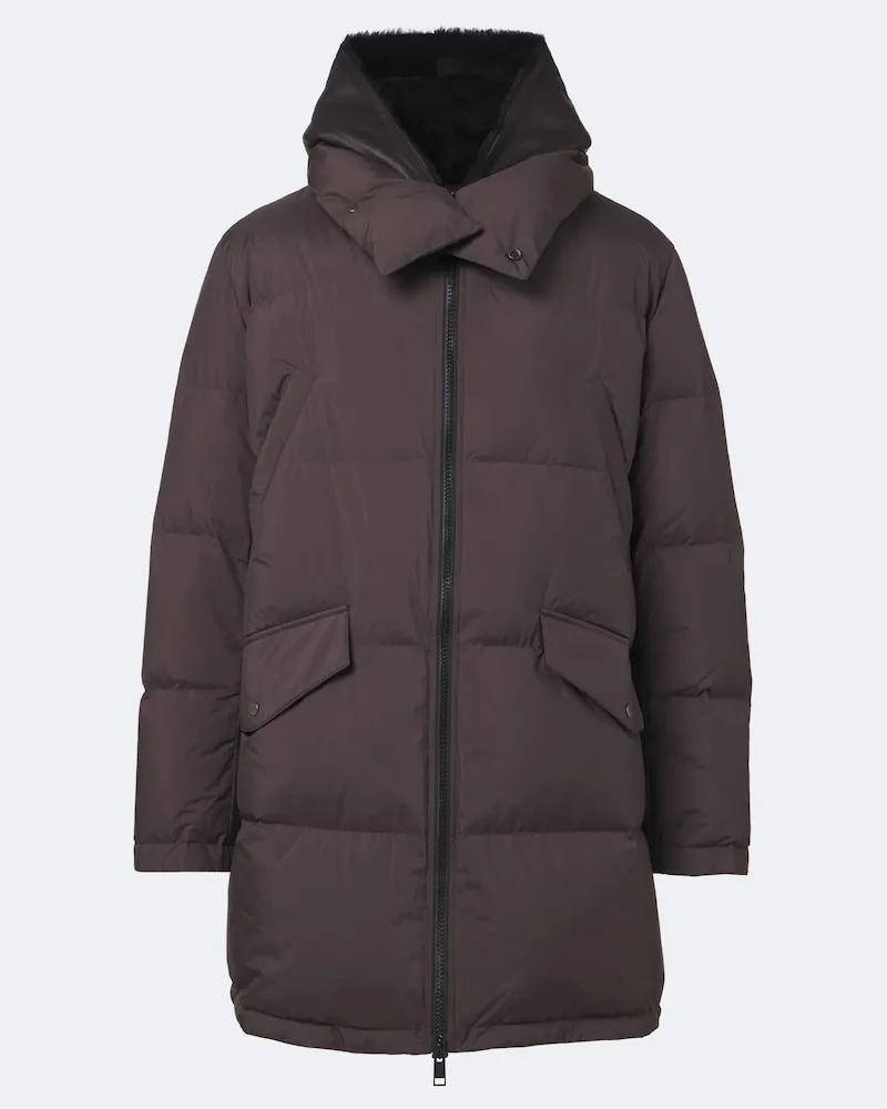 Yves Salomon Daunenmantel mit Shearling Braun