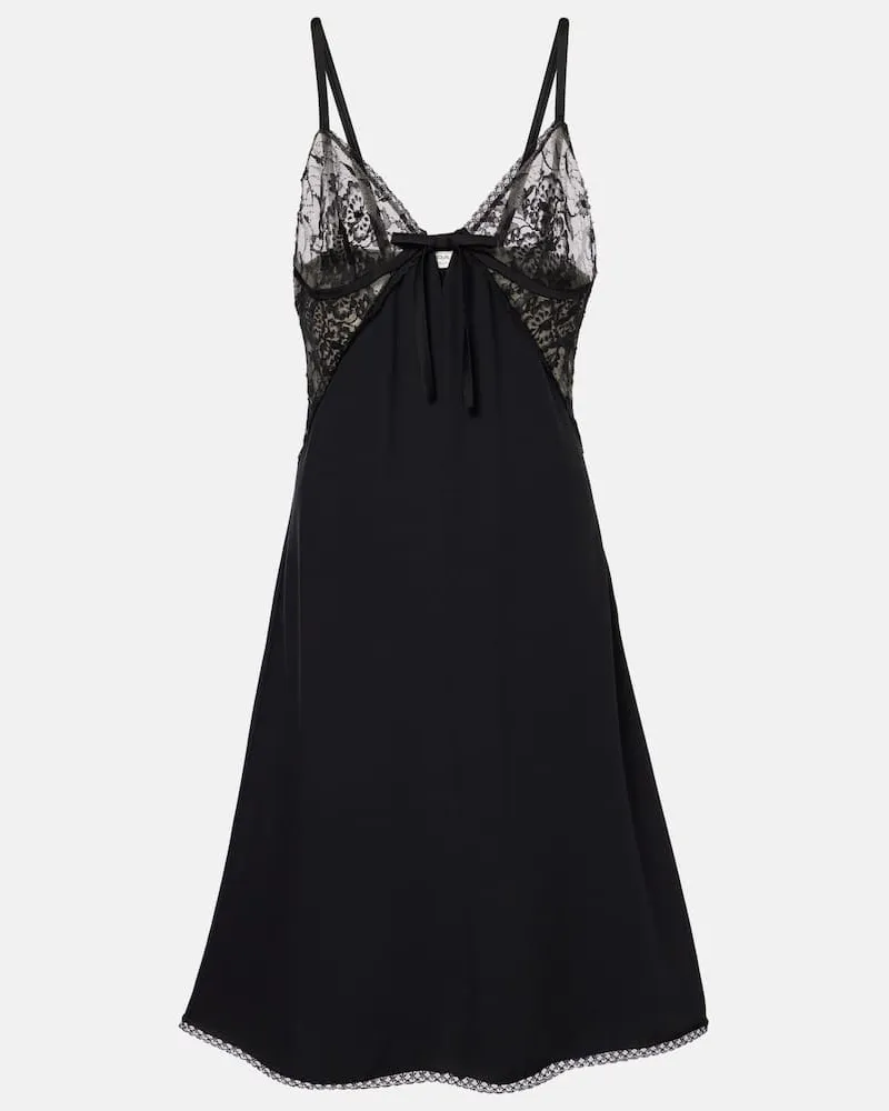 Alessandra Rich Slipdress aus Satin mit Spitze Schwarz