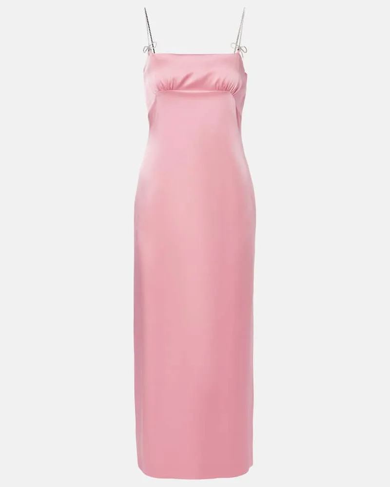 Blumarine Midikleid Envers aus Satin mit Kristallen Pink