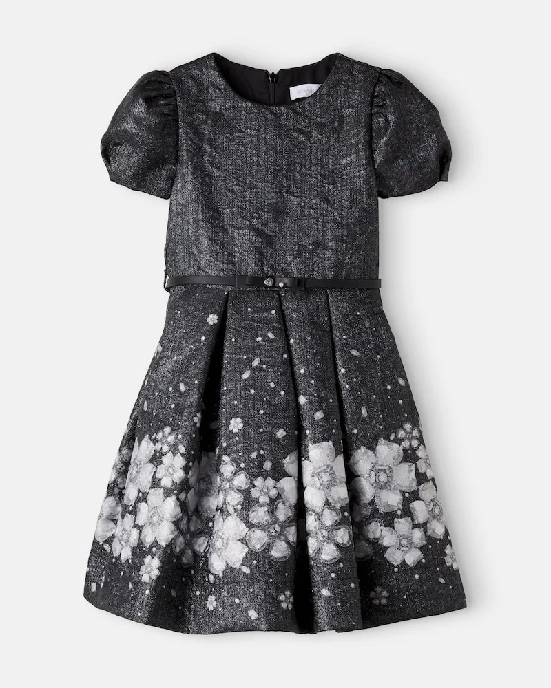 Monnalisa Kleid aus Brokat Grau