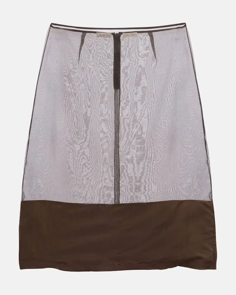 Calvin Klein Bleistiftrock Mabel aus Mesh mit Satin Braun