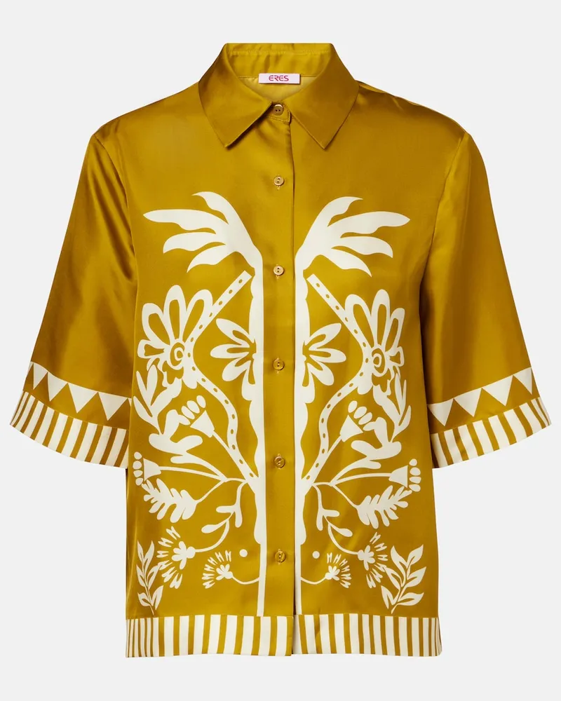 Eres Bedrucktes Hemd Émeraude aus Seiden-Twill Gelb