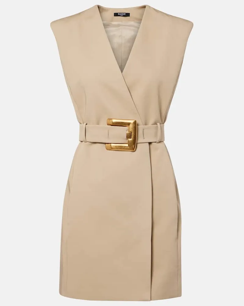 Balmain Minikleid aus Baumwolle Beige