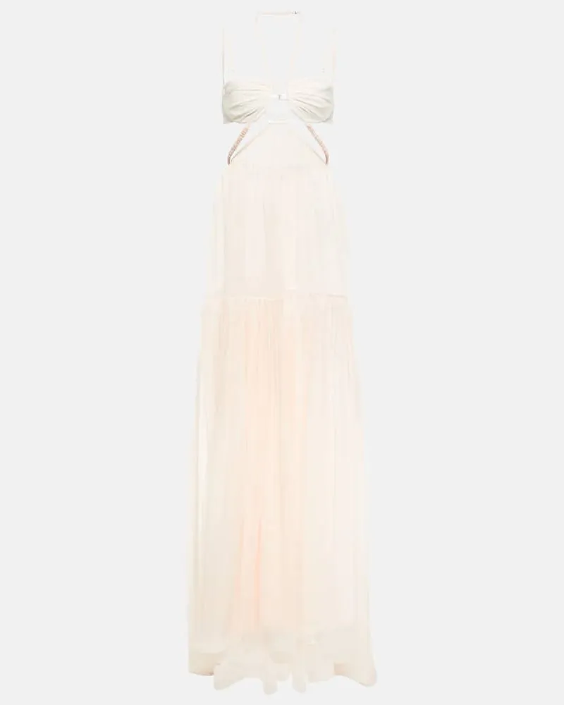 Nensi Dojaka Bridal Robe aus Seidenchiffon Weiß
