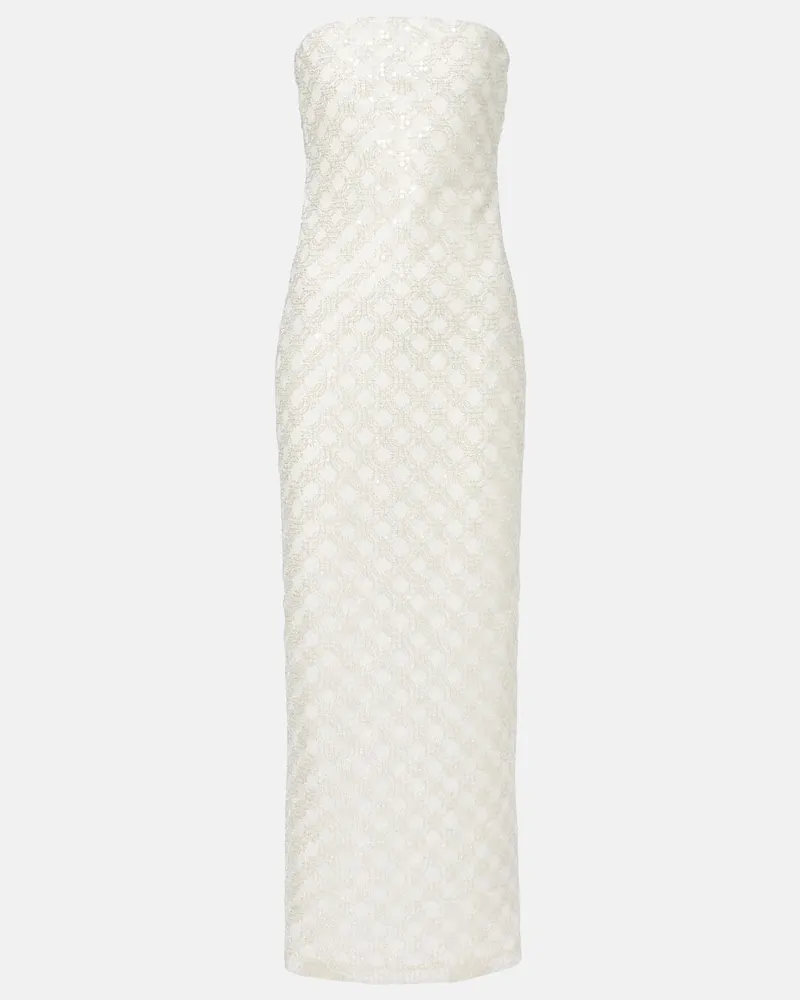 ROTATE Birger Christensen Verziertes Maxikleid Weiß