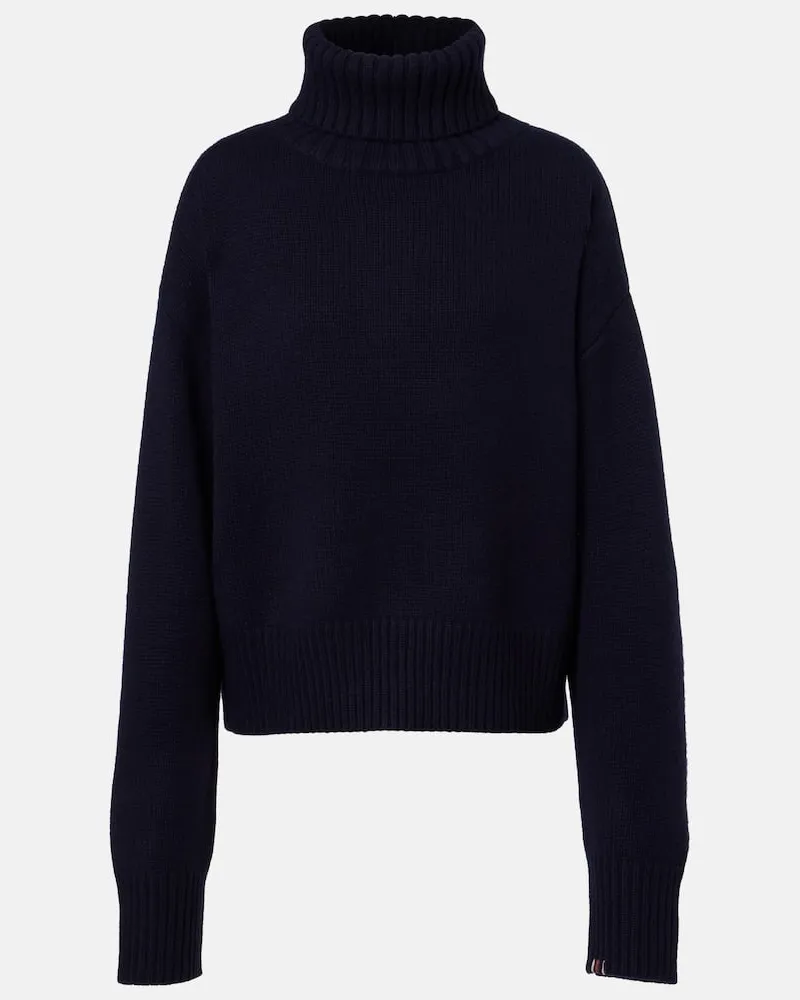 extreme cashmere Rollkragenpullover Crop Xtra aus Kaschmir Blau