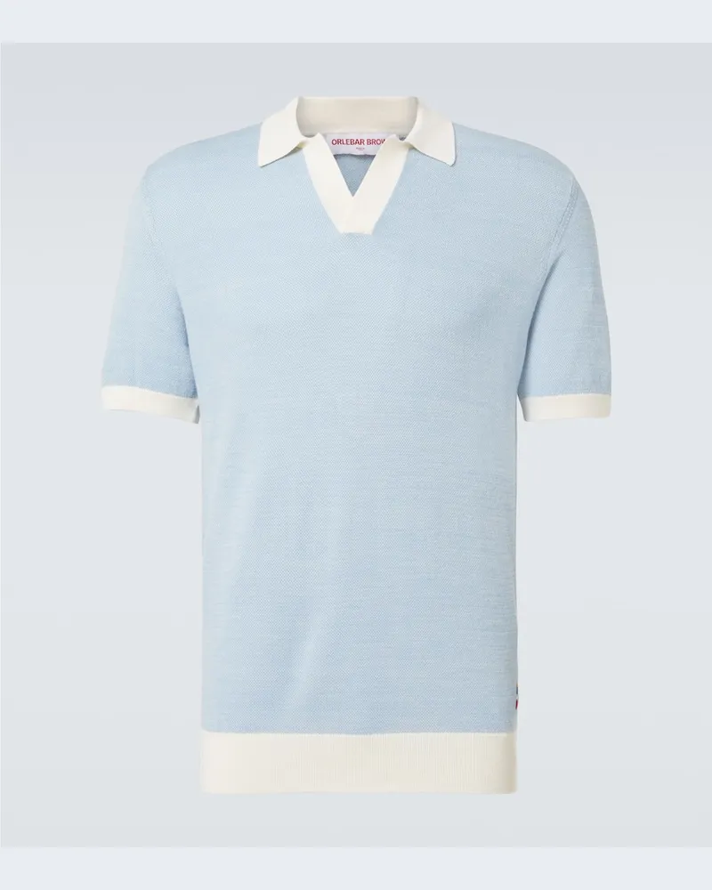 Orlebar Brown Polopullover Horton aus Wolle und Baumwolle Blau