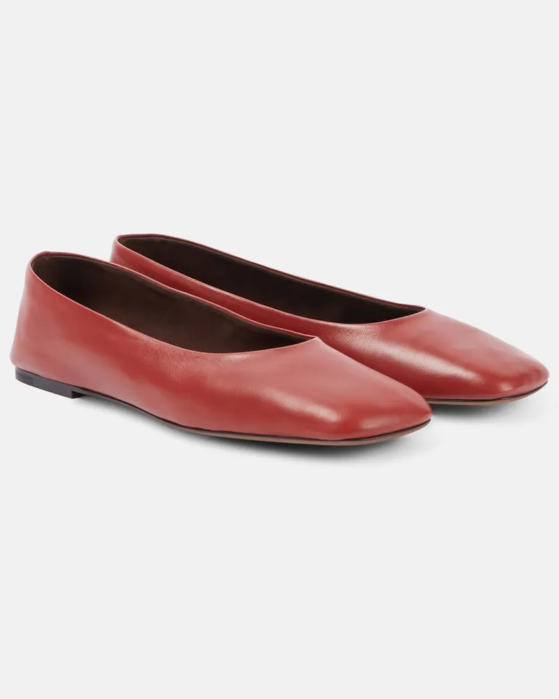 The Row Ballerinas Sqaure aus Leder Rot