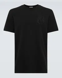 Moncler Besticktes T-Shirt aus Baumwolle Schwarz