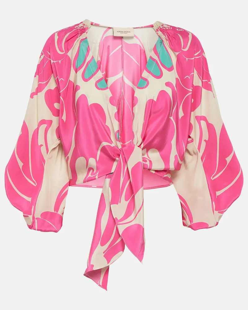 Adriana Degreas Bedruckte Bluse aus Seide Multicolor