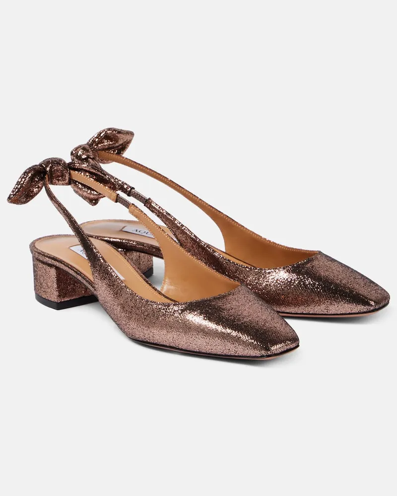 Aquazzura Slingback-Pumps Very Bow Tie Gold